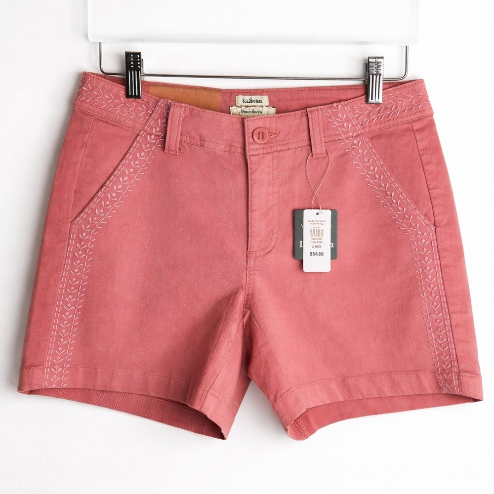 NWT L.L. Bean Favorite Fit 6" Pink Chino Shorts Size 2